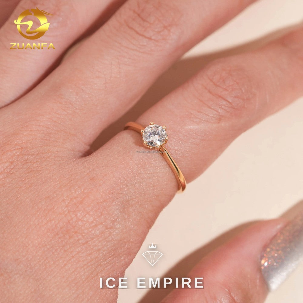Iced Out 14K Gold Moissanite Engagement Ring