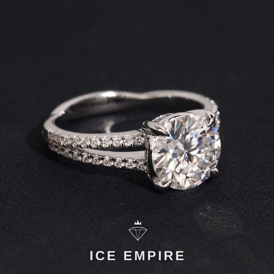 Iced Out 925 Silver Moissanite Engagement Ring