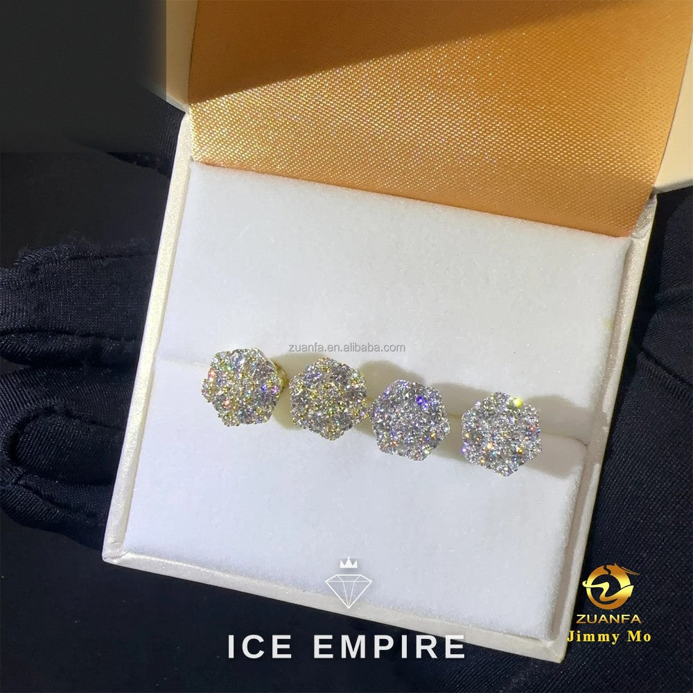 Iced Out Rose Gold Plated Moissanite Stud Earrings