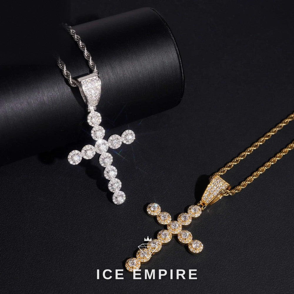 Iced Out Cross Rose Gold Plated Moissanite Pendant