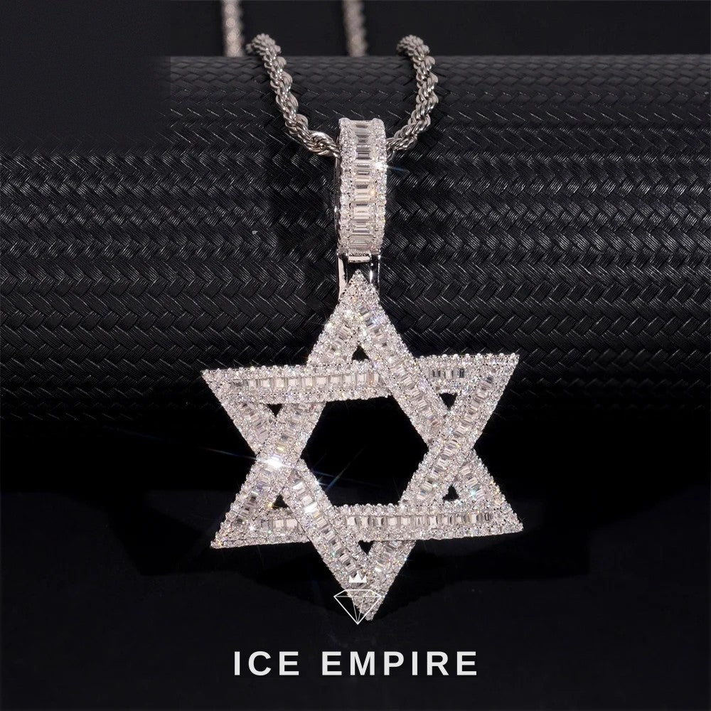 Iced Out Baguette Rose Gold Plated Moissanite Pendant