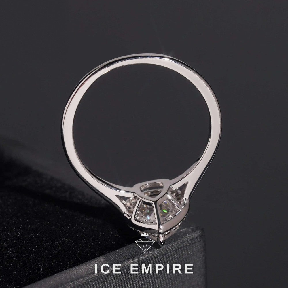 Iced Out Cluster 18K Gold Moissanite Wedding Band