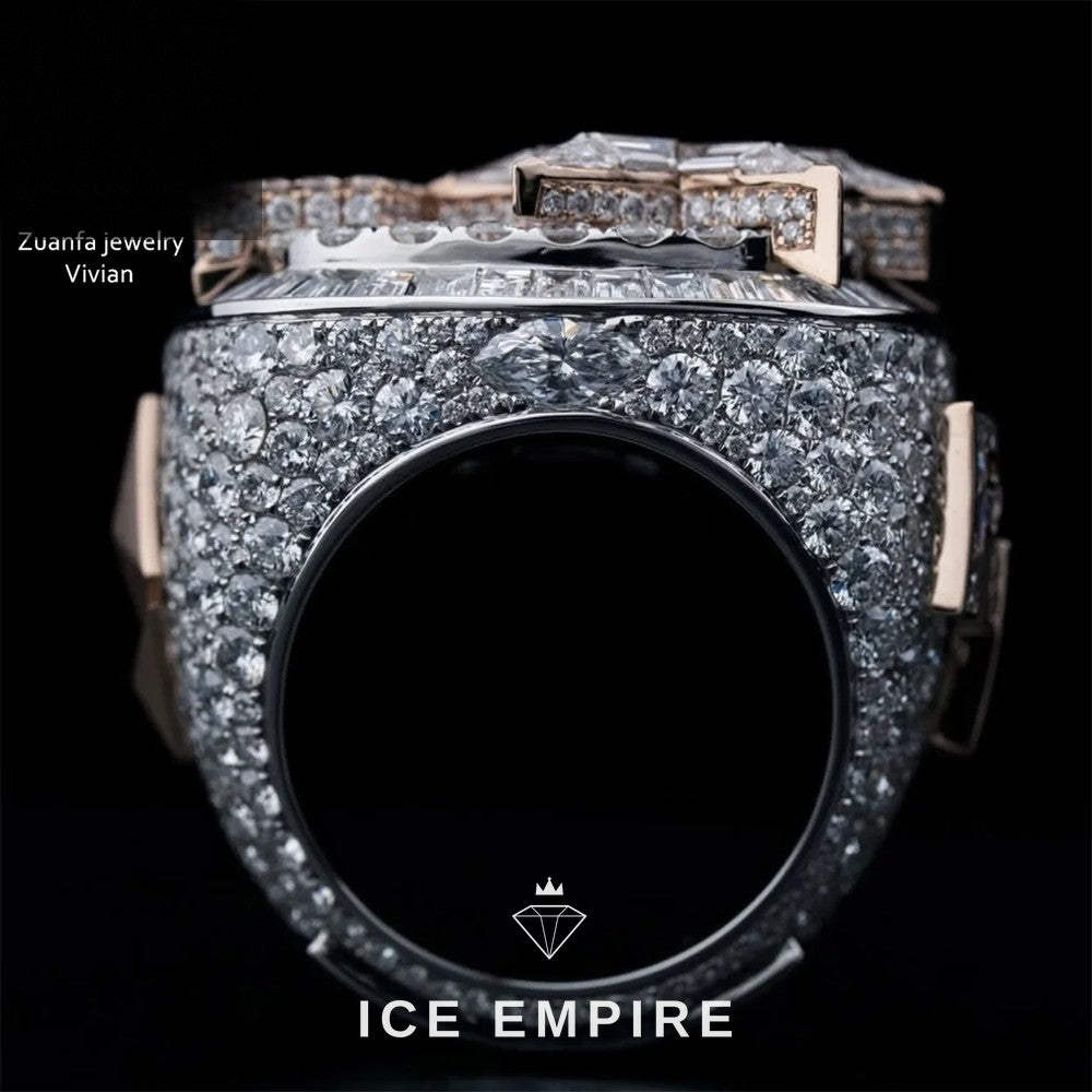Iced Out Rose Gold Plated Moissanite Ring