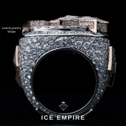 Iced Out Rose Gold Plated Moissanite Ring