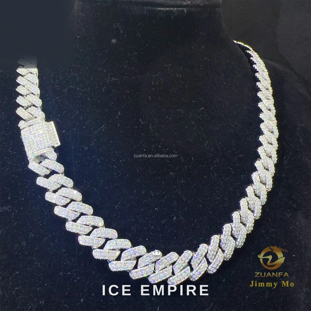 Iced Out 925 Silver Moissanite Cuban Chain