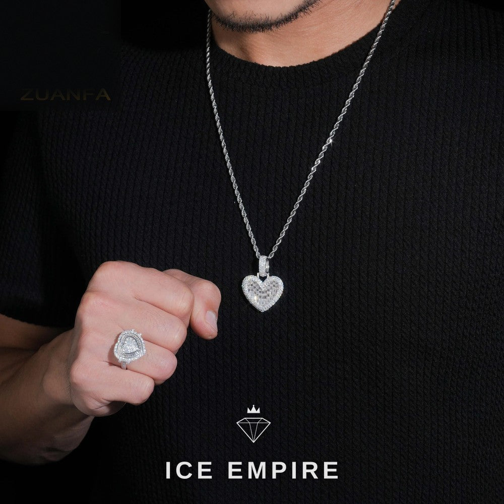 Iced Out Heart Rose Gold Plated Pendant