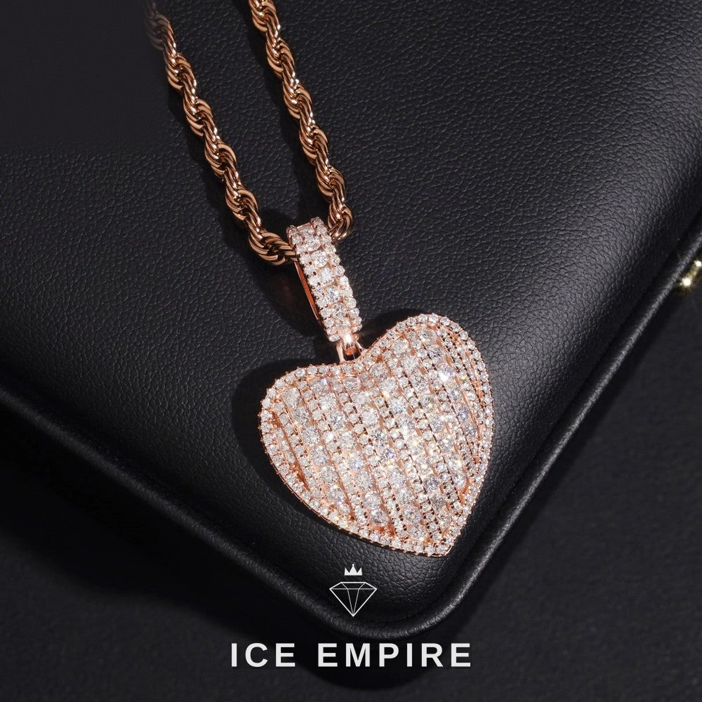 Iced Out Heart Gold Plated Moissanite Pendant