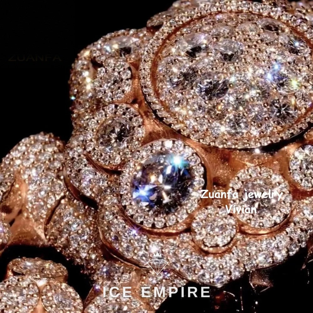 Iced Out Rose Gold Plated Moissanite Cuban Chain