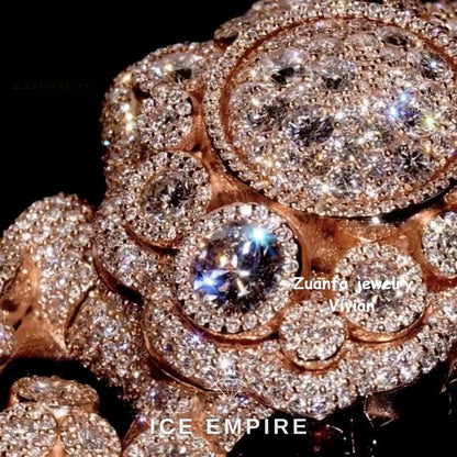 Iced Out Rose Gold Plated Moissanite Cuban Chain