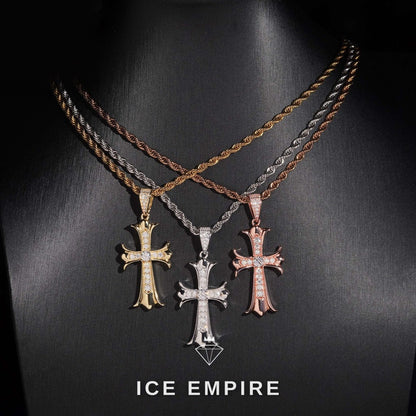Iced Out Cross Gold Plated Moissanite Pendant