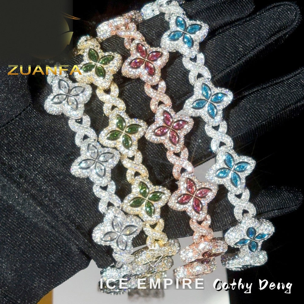 Iced Out 925 Silver Moissanite Cuban Chain