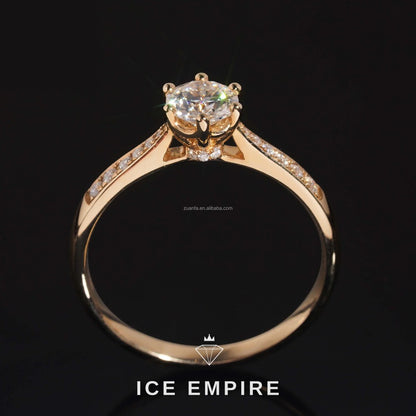 Iced Out 14K Gold Moissanite Engagement Ring