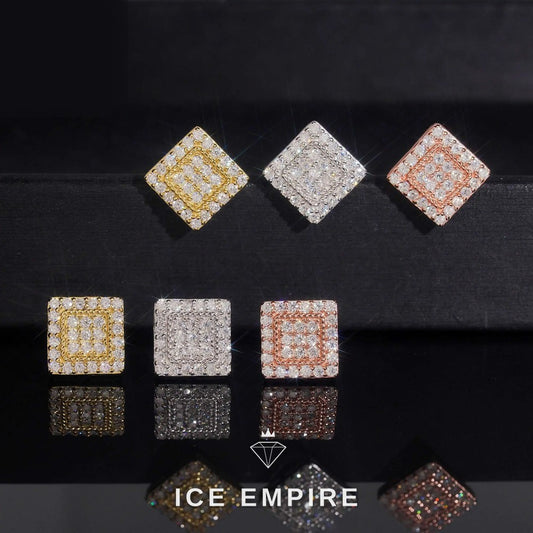 Iced Out 925 Silver Moissanite Stud Earrings