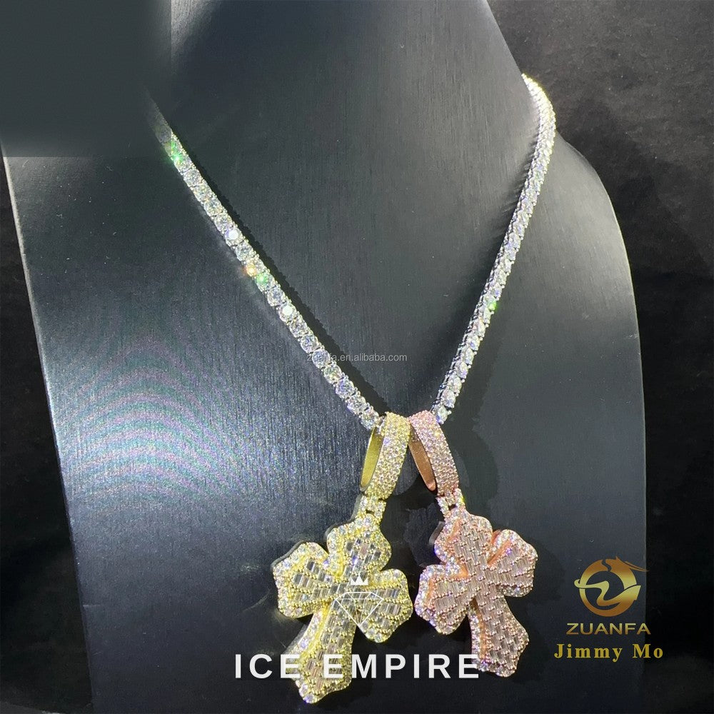 Iced Out Baguette 925 Silver Pendant