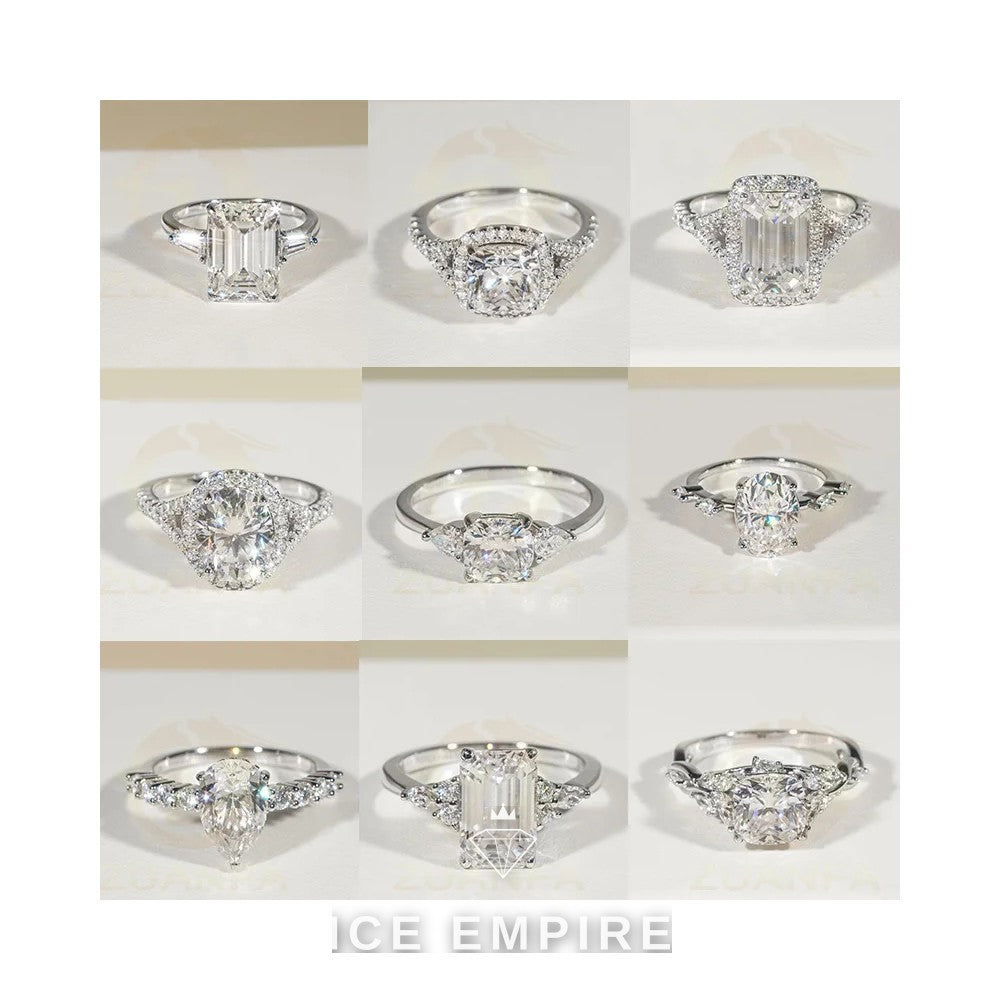 Iced Out 925 Silver Moissanite Engagement Ring