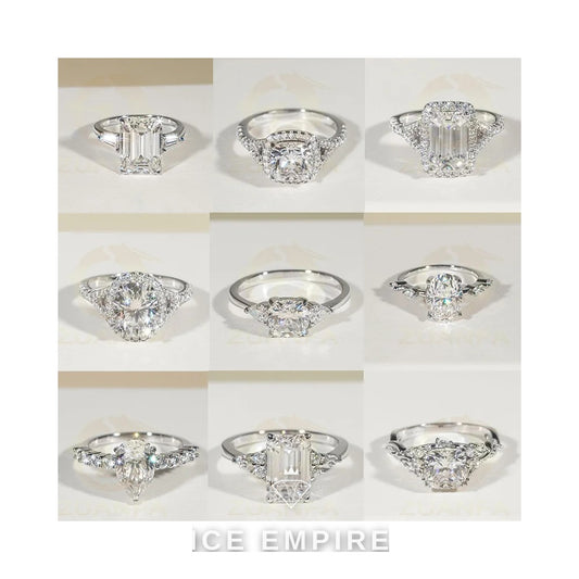Iced Out 925 Silver Moissanite Engagement Ring