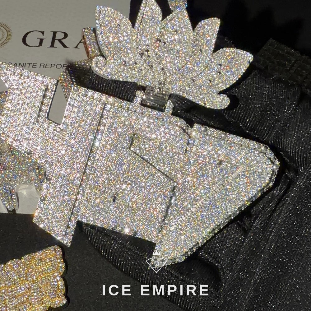 Iced Out Baguette Rose Gold Plated Moissanite Pendant