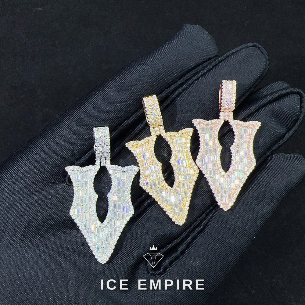 Iced Out Baguette Rose Gold Plated Moissanite Pendant