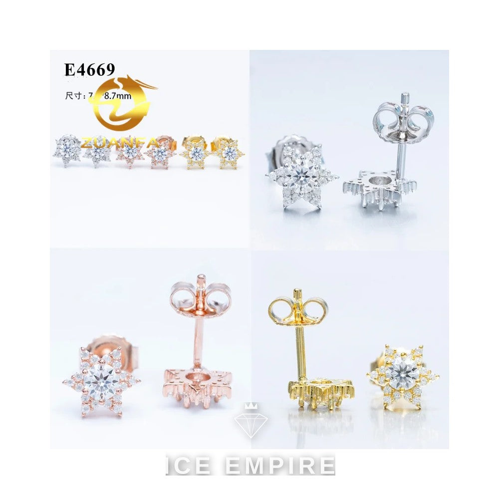 Iced Out 925 Silver Moissanite Earrings