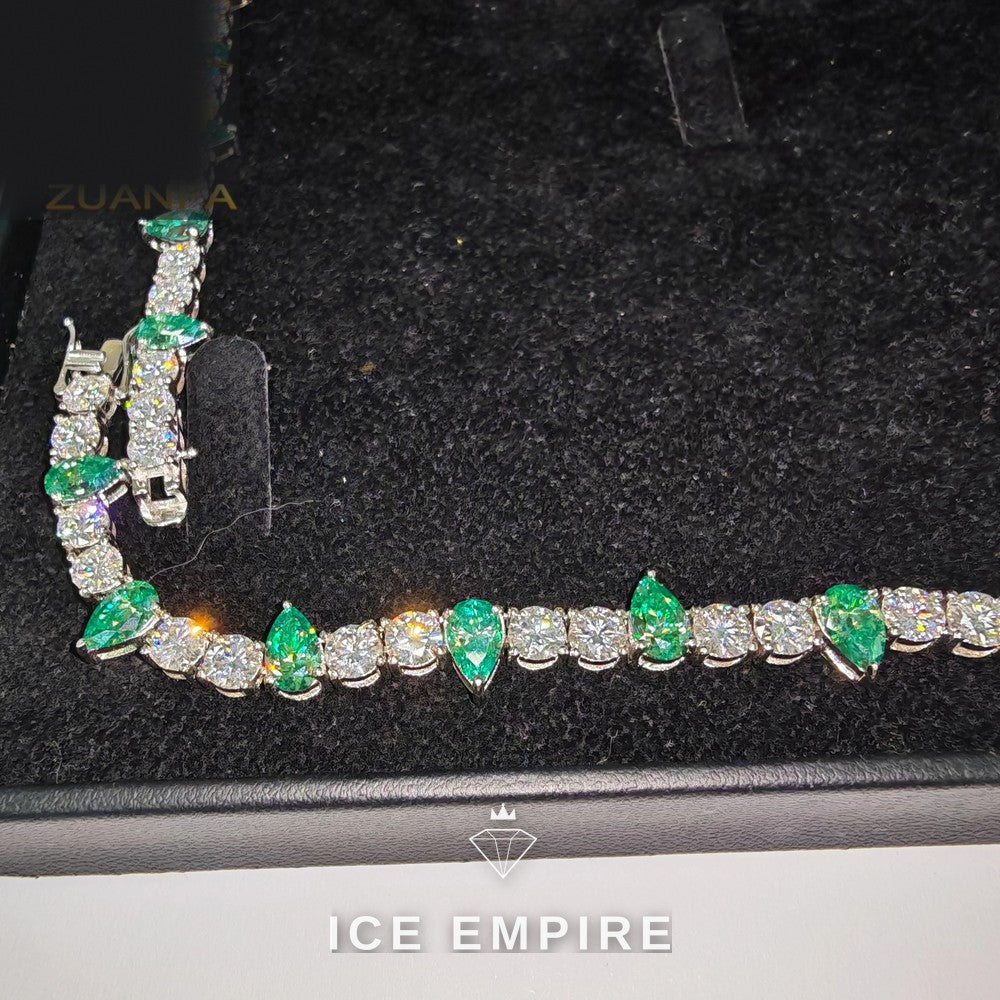 Iced Out Baguette Rose Gold Plated Moissanite Cuban Chain