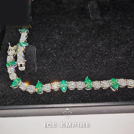 Iced Out Baguette Rose Gold Plated Moissanite Cuban Chain