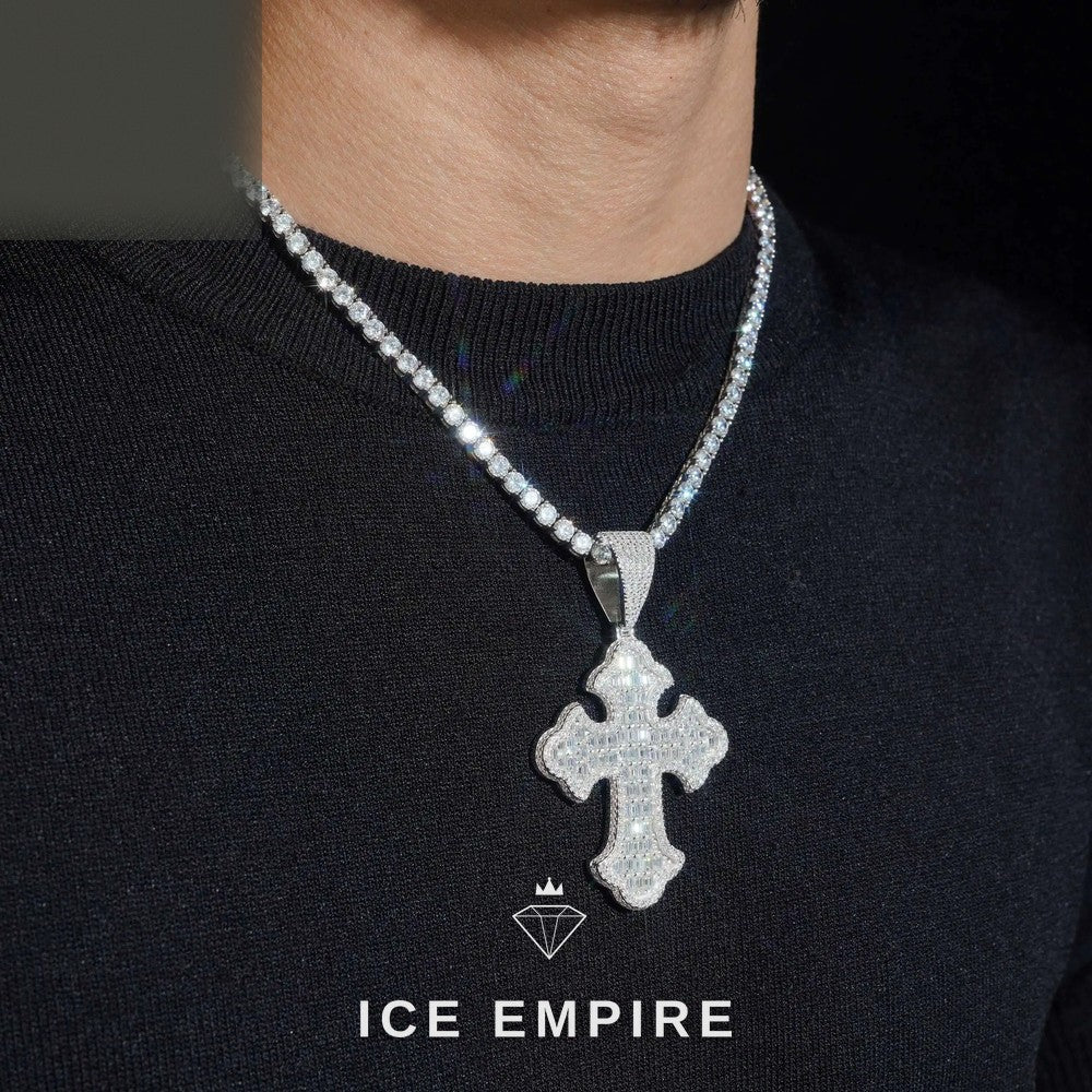 Iced Out Baguette 925 Silver Moissanite Pendant