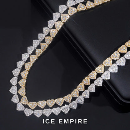 Iced Out Heart Rose Gold Plated Moissanite Cuban Chain