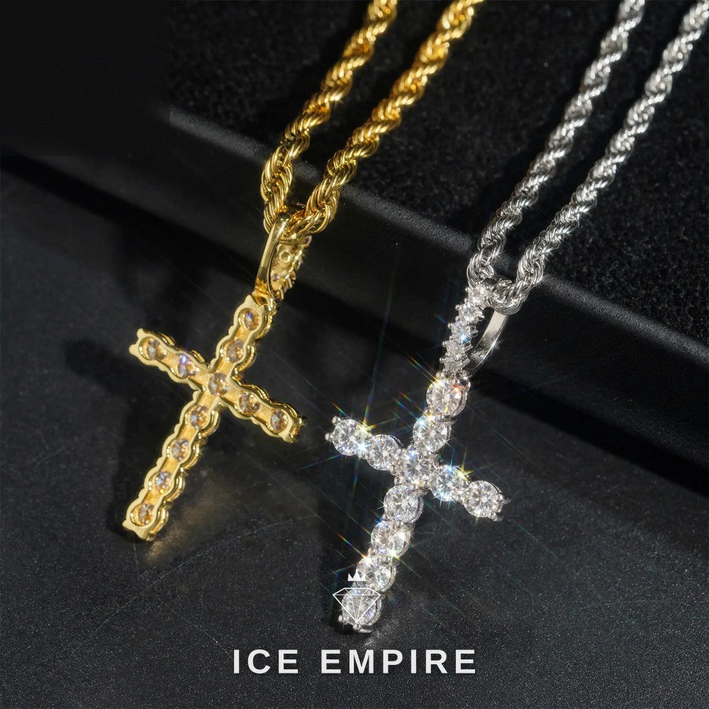 Iced Out Cross 925 Silver Moissanite Pendant