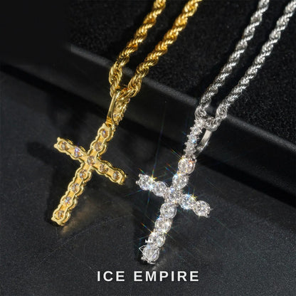 Iced Out Cross 925 Silver Moissanite Pendant