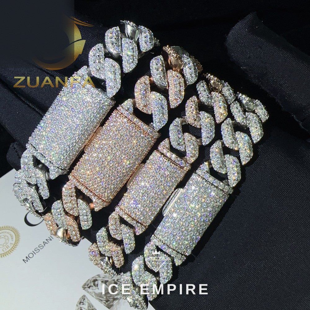 Iced Out Rose Gold Plated Moissanite Cuban Chain