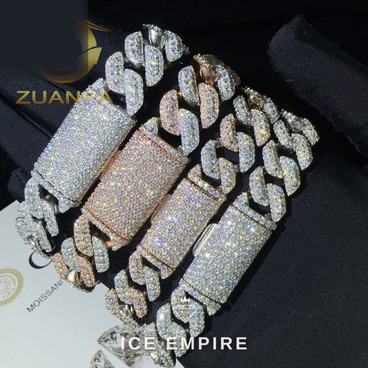 Iced Out Rose Gold Plated Moissanite Cuban Chain