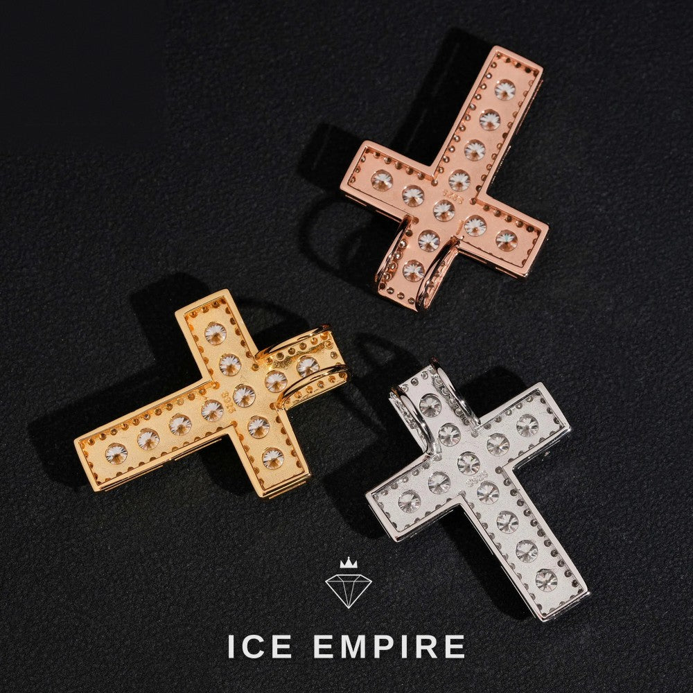 Iced Out Cross 925 Silver Moissanite Pendant
