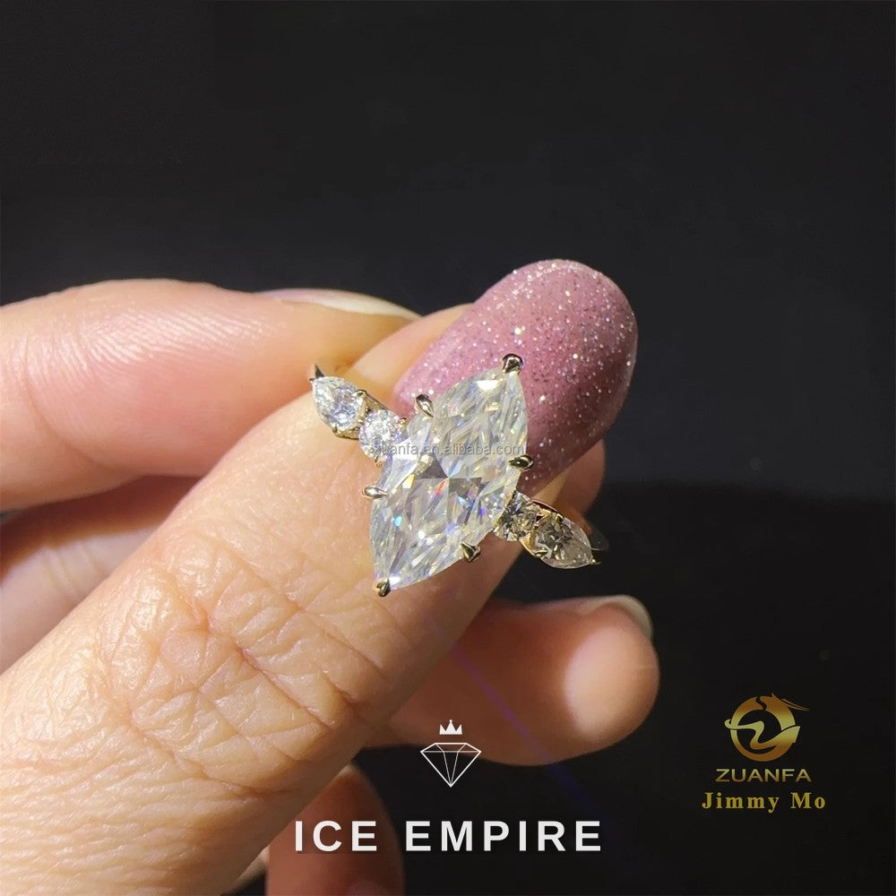 Iced Out 9K Gold Moissanite Engagement Ring