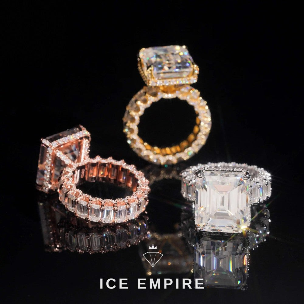 Iced Out 925 Silver Moissanite Engagement Ring