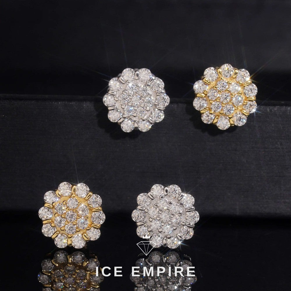 Iced Out Gold Plated Moissanite Stud Earrings