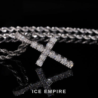 Iced Out Cross 925 Silver Lab Grown Diamond Pendant
