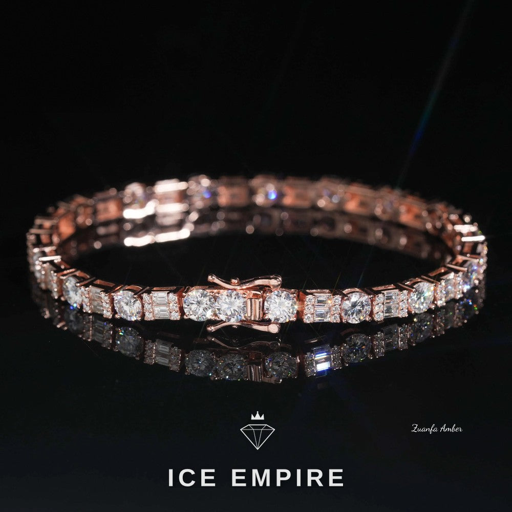Iced Out Rose Gold Plated Lab Grown Diamond Tennis Chain