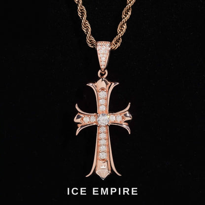 Iced Out Cross Gold Plated Moissanite Pendant