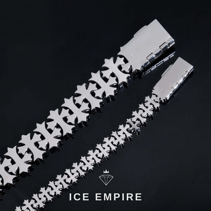 Iced Out Cross 925 Silver Moissanite Cuban Chain
