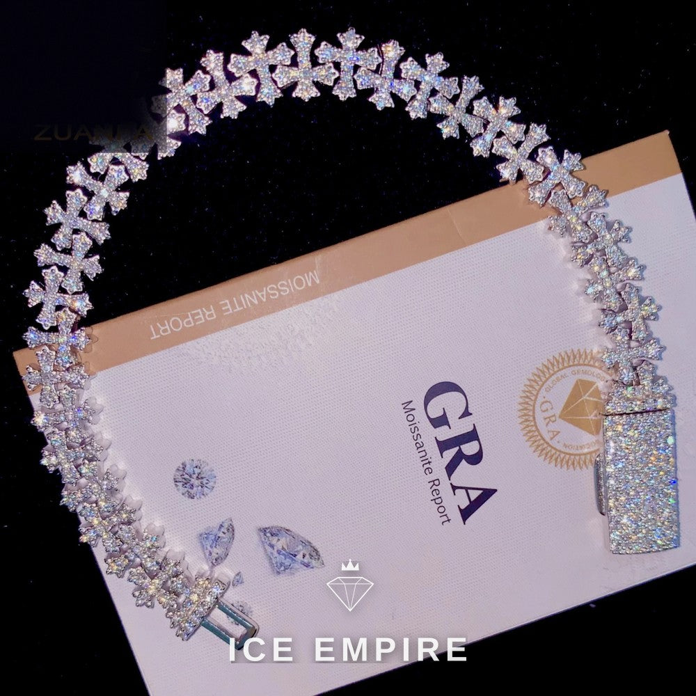 Iced Out Cross 925 Silver Moissanite Cuban Chain