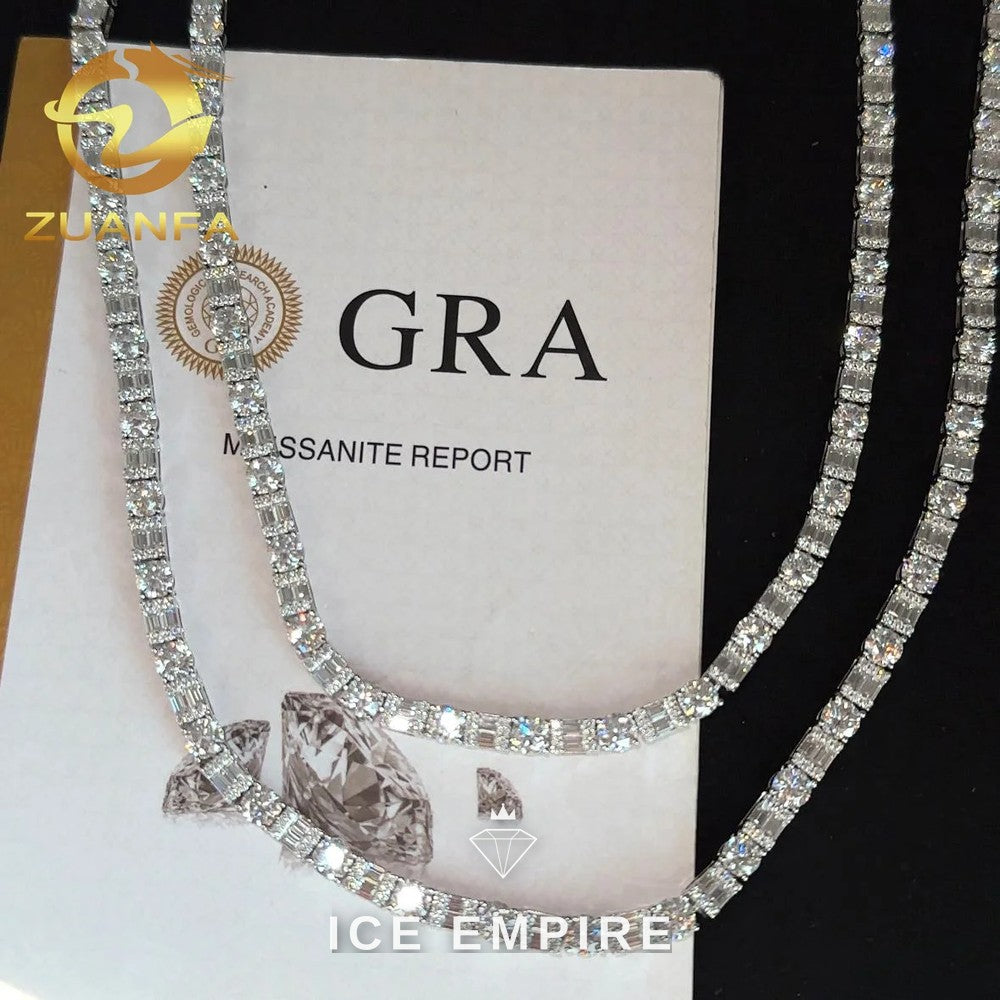 Iced Out 925 Silver Moissanite Tennis Chain
