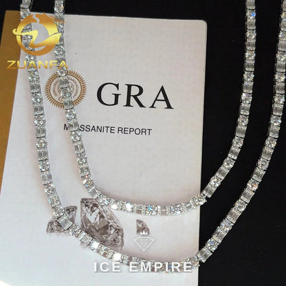 Iced Out 925 Silver Moissanite Tennis Chain