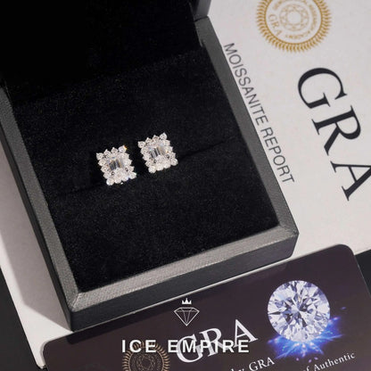 Iced Out Cluster Gold Plated Moissanite Stud Earrings