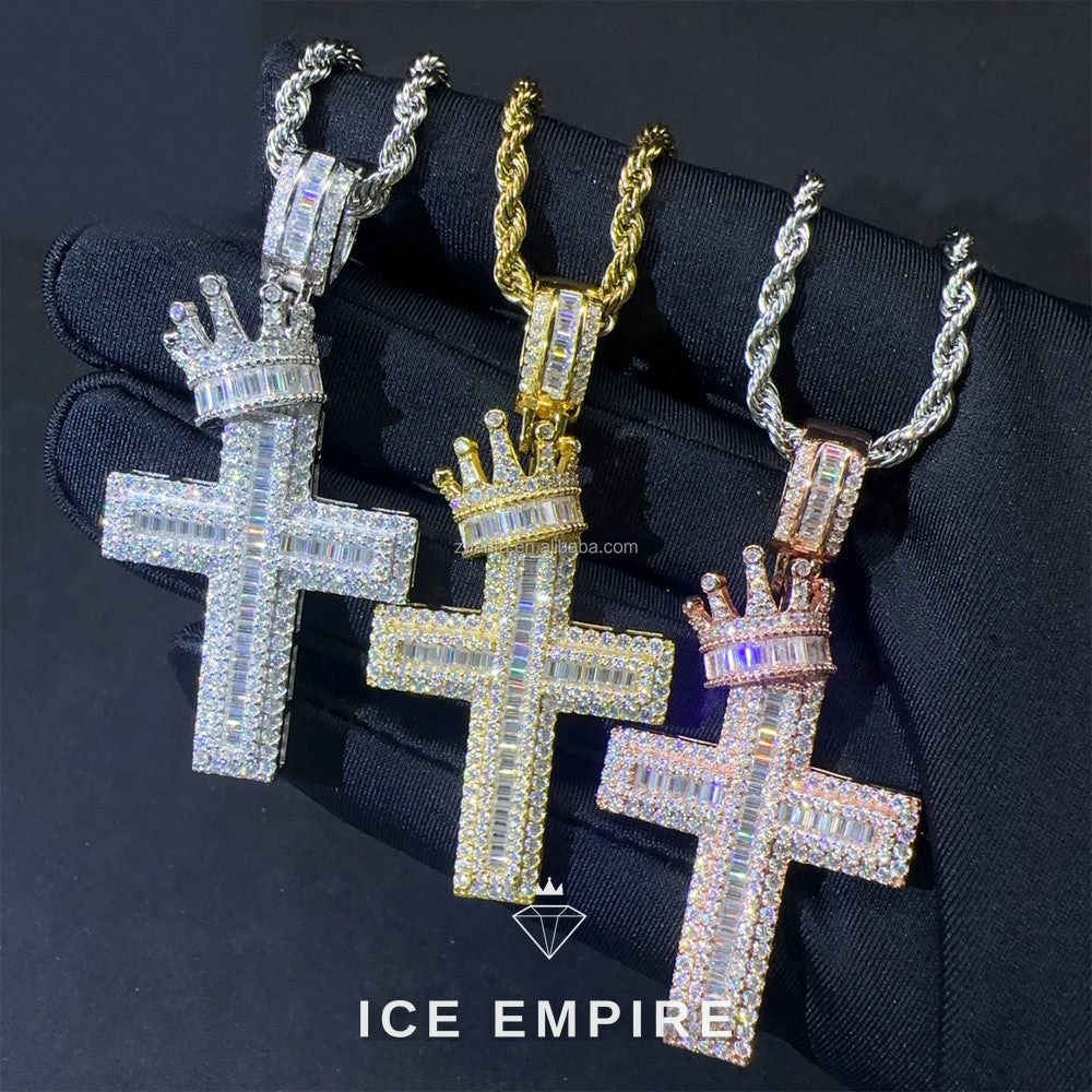 Iced Out Baguette Rose Gold Plated Moissanite Pendant