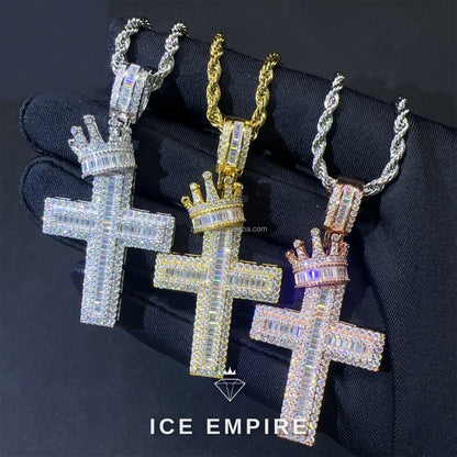 Iced Out Baguette Rose Gold Plated Moissanite Pendant