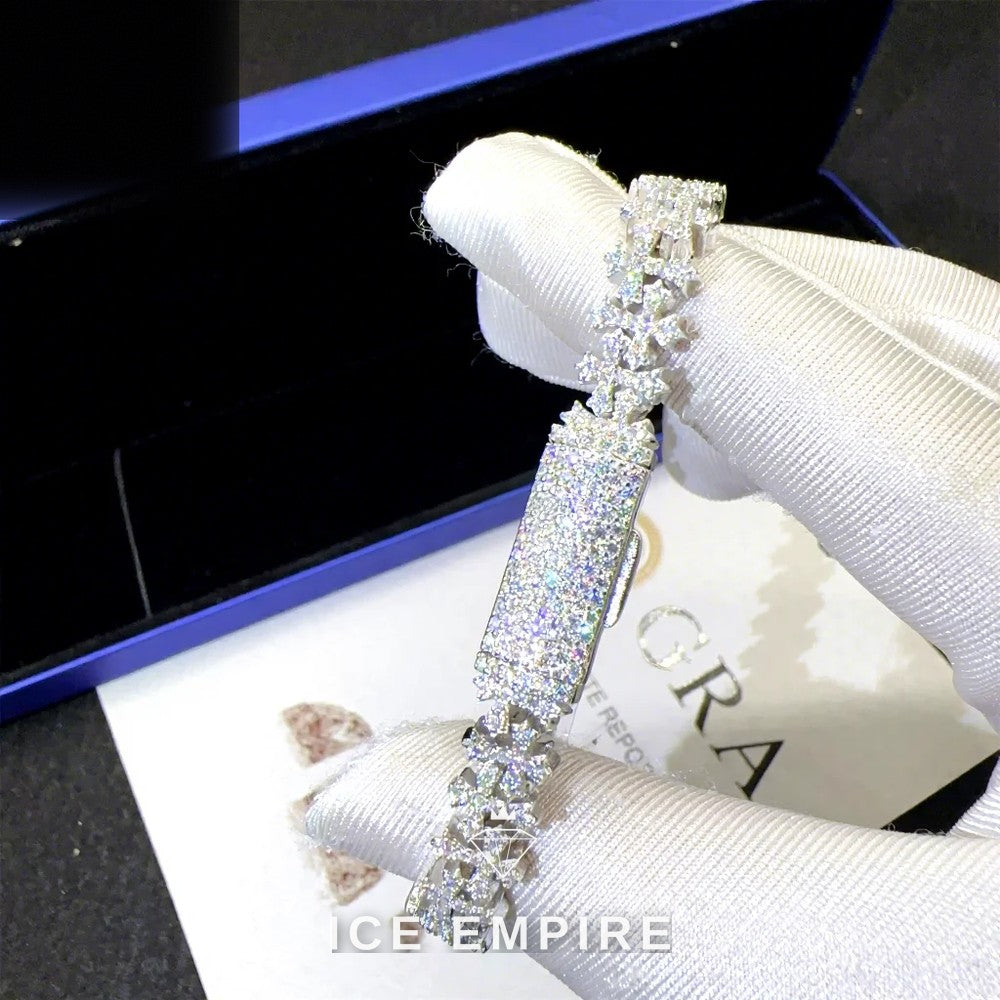 Iced Out Cross 925 Silver Moissanite Cuban Chain