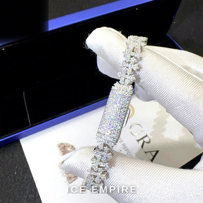 Iced Out Cross 925 Silver Moissanite Cuban Chain