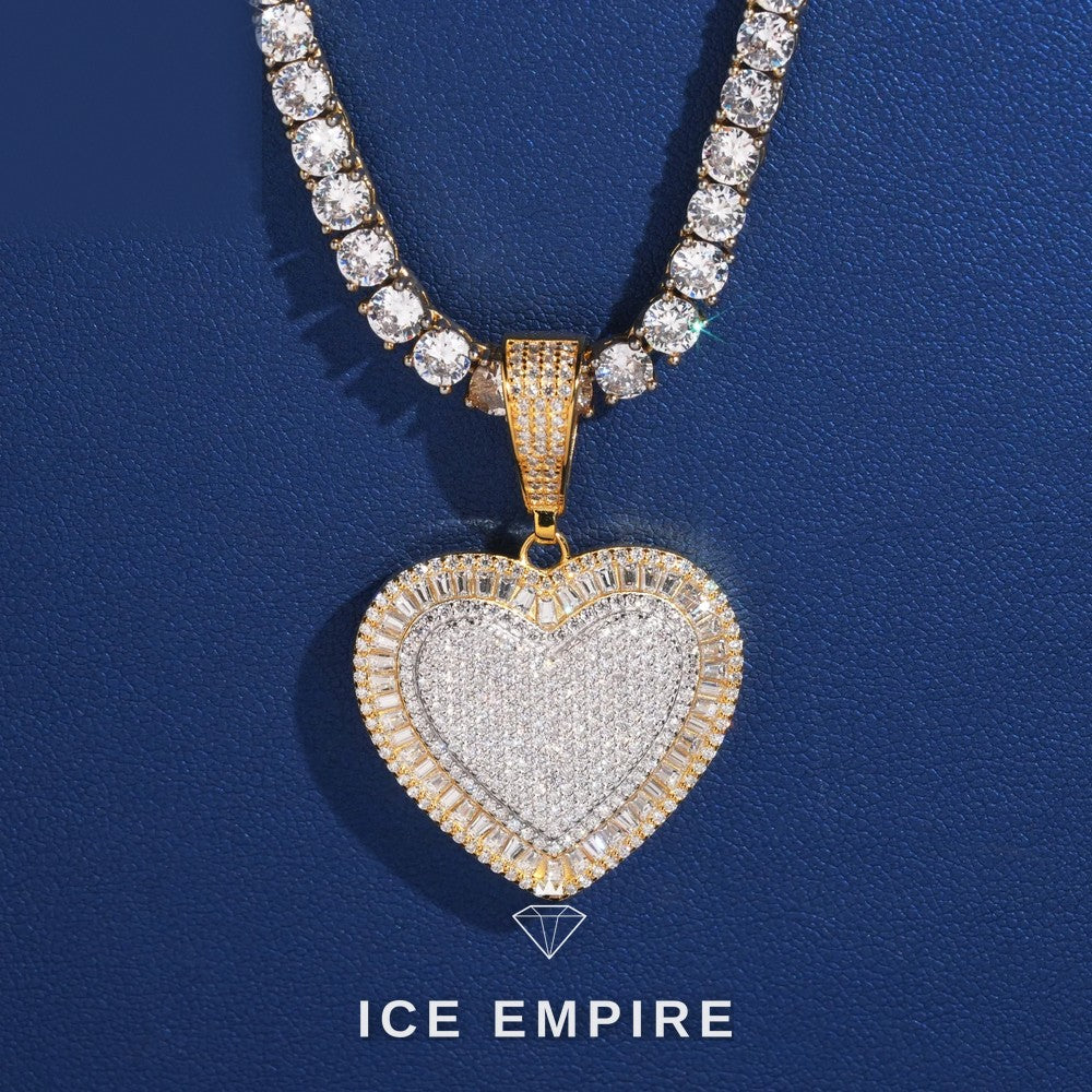 Iced Out Heart 925 Silver Moissanite Pendant
