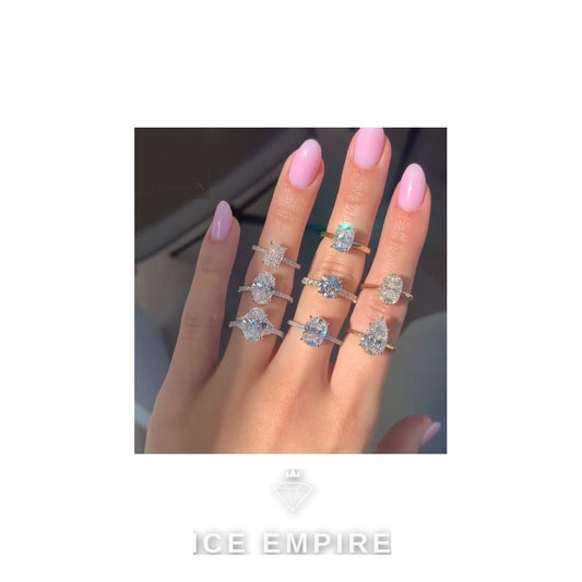 Iced Out 925 Silver Moissanite Engagement Ring