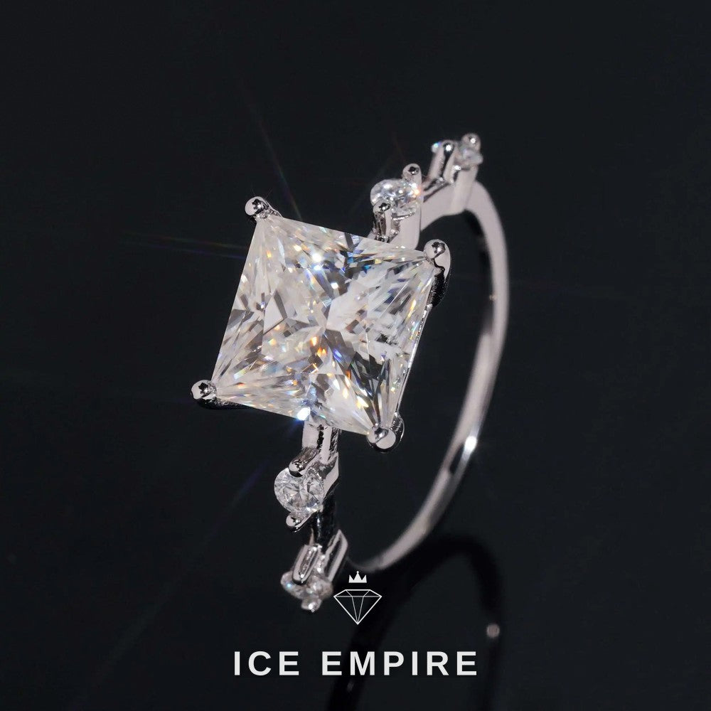 Iced Out 925 Silver Moissanite Engagement Ring